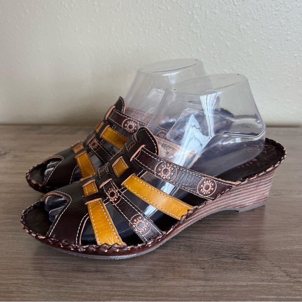 Spring Step Brown and Yellow Women's Sandals